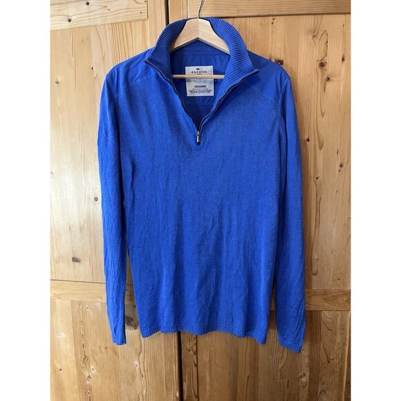 Escales Paris 100% Linen 1/4 Zip Sweater Blue Men's Limited Edition Size L - Picture 1 of 9